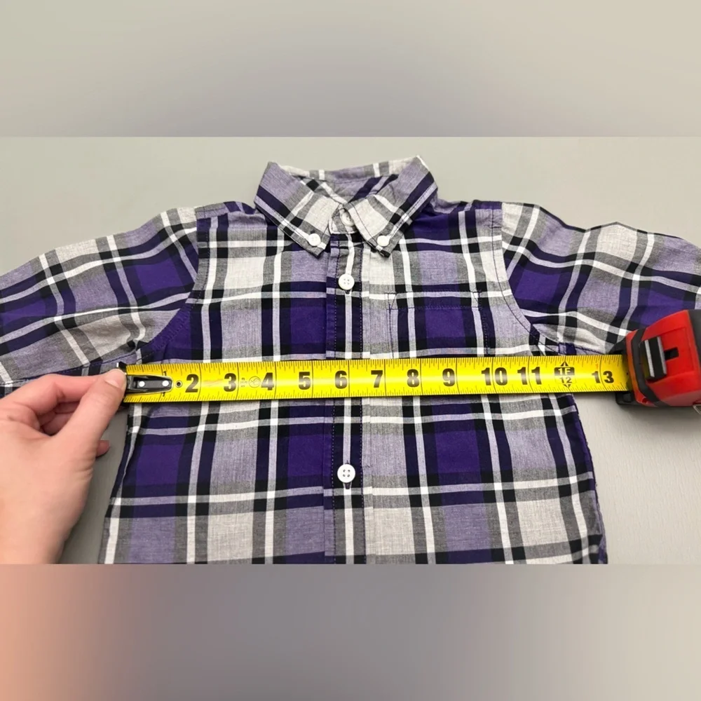 Gymboree Purple and White Plaid Button Down Shirt